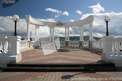 Image of Balcony with white columns.