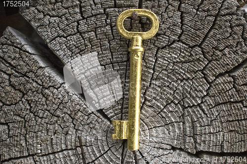 Image of Old key of gold colour.