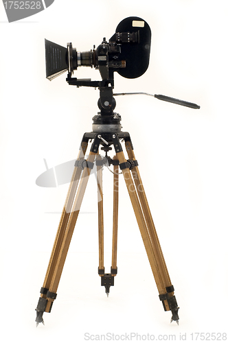 Image of The movie camera and tripod.