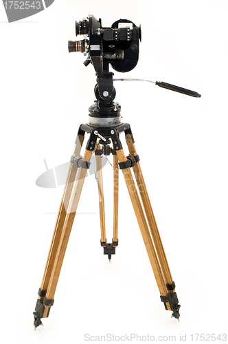 Image of The movie camera and tripod.
