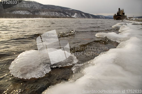 Image of Northern, Siberian river in the winter.