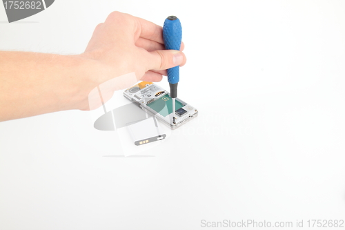 Image of cellphone repair on white background