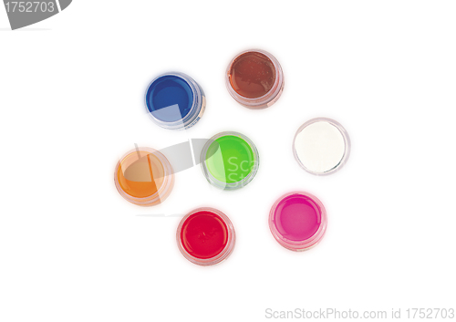 Image of water-colour in capacities isolated on white