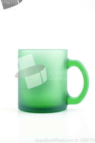 Image of Green mat glass cup isolated on white
