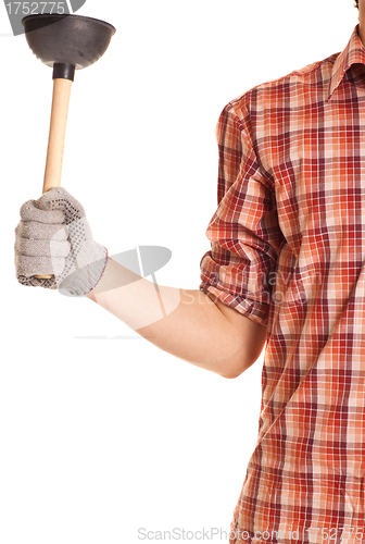 Image of man holding the old air eliminator