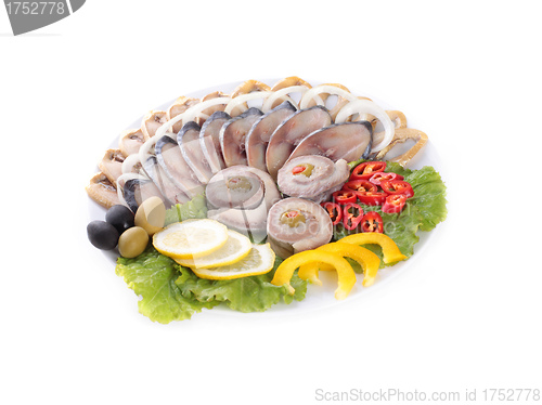 Image of fish with vegetables,anion red pepper