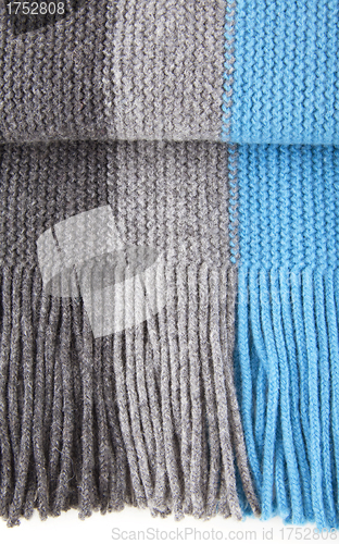 Image of Close-up of striped woolen scarf