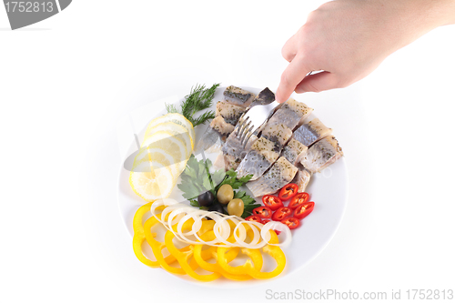 Image of taste fresh fish on dish