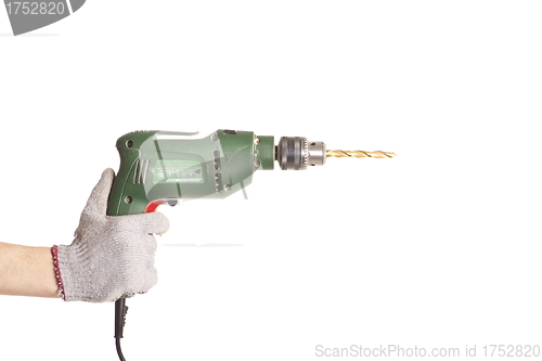 Image of hand handling an electric drilling machine