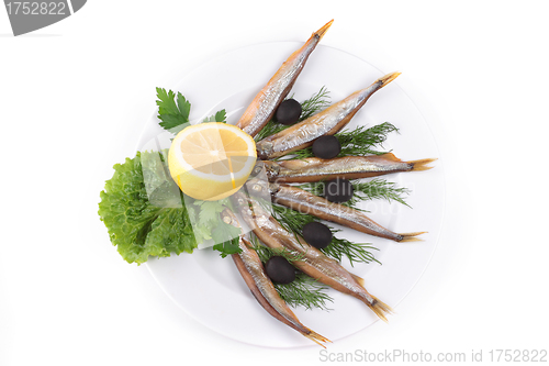 Image of kipper fish on composition with vegetables