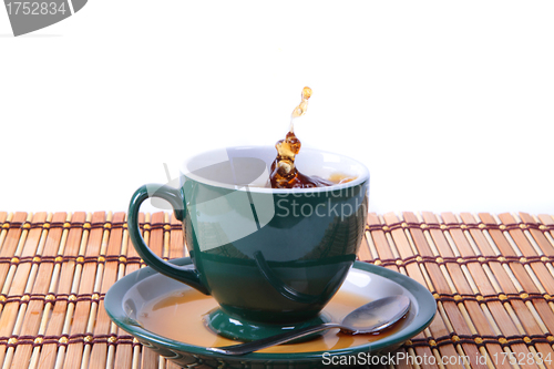 Image of cup of green tea with splash