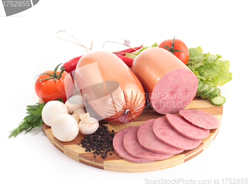 Image of ham with vegetables and mushrooms