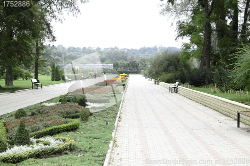 Image of park with flowerbeds