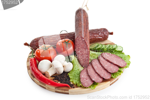 Image of sausages in coposition with vegetables
