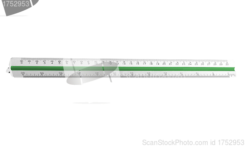 Image of steel ruler isolated isolated on white