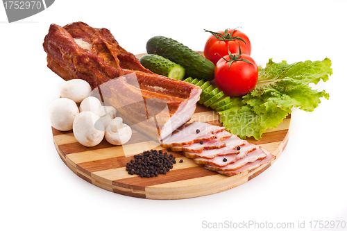 Image of sausage on plate with vegetables