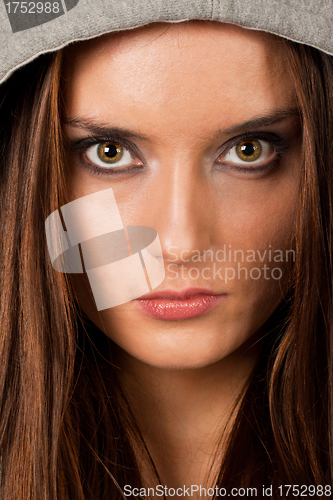 Image of Close-up portrait of beautiful brunette