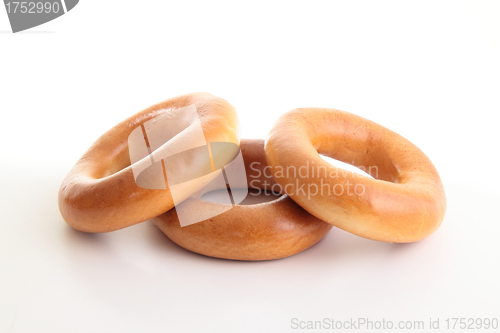 Image of bagels from a wheat on a white