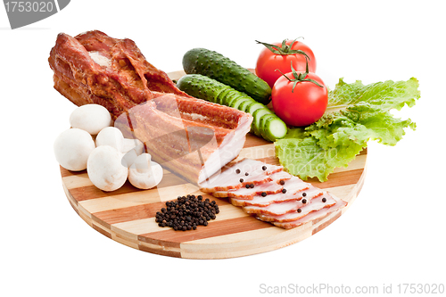 Image of sausage on plate with vegetables