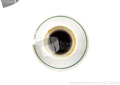 Image of Top view of black coffee cup isolated on white