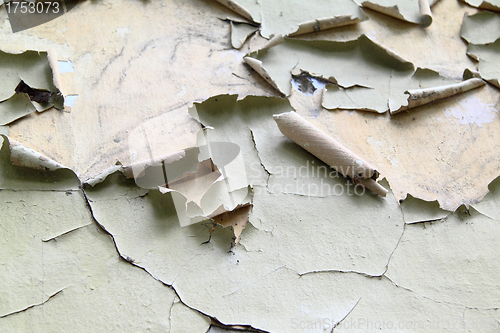 Image of peeling paint wall close up