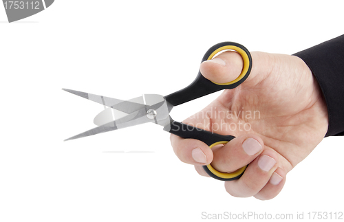 Image of Scissors in hand isolated