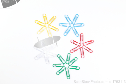 Image of paperclip's in the shape of snowflakes