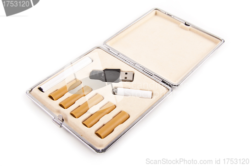 Image of electric cigarette in box isolated