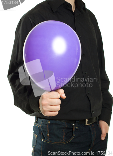 Image of man holding baloonn isolated