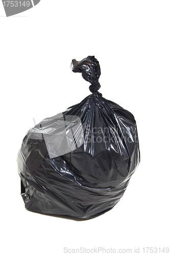 Image of Black garbage bag isolated on white