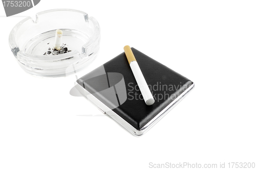 Image of electric cigarette and a real cigarette concept