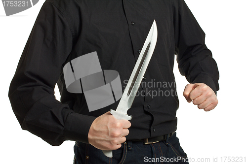 Image of man holding knife isolated