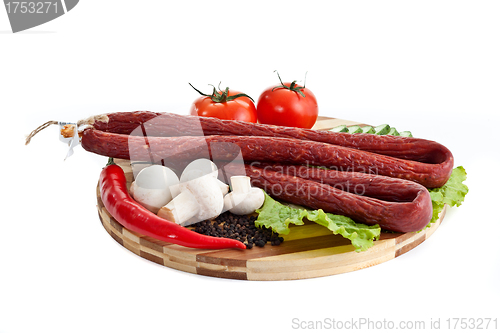 Image of sausages in coposition with vegetables