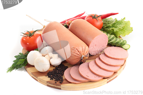 Image of sausage on plate with vegetables