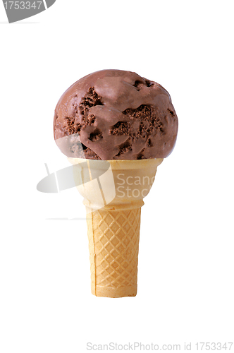 Image of Chocolate ice cream cone isolated on white