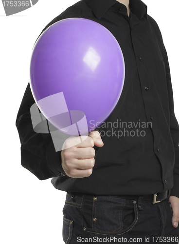 Image of man holding baloonn isolated