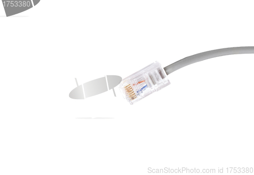 Image of grey ethernet network RJ45 cable plug isolated