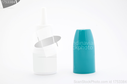 Image of Bottle of nose drops isolated on white