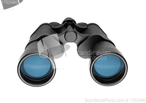 Image of Binoculars and blue sky, concept