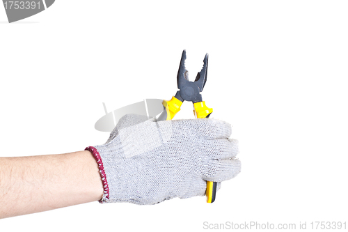 Image of Working hands with tools. Isolated