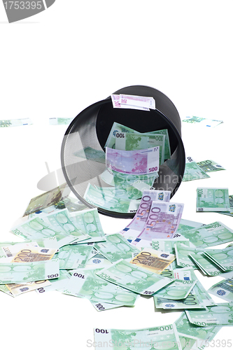 Image of inverted basket of money