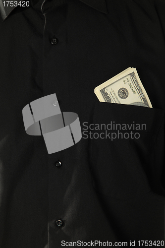 Image of Dollars in pocket of coat