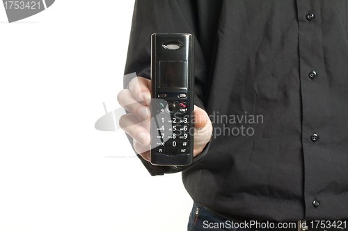 Image of Silver black table cordless phone