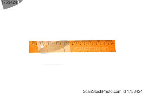 Image of Wooden Ruler with Path isolated on white