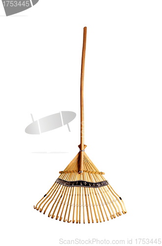 Image of wooden rake isolated on the white background