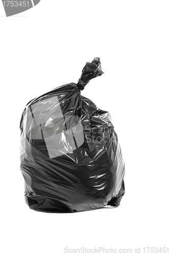 Image of Black garbage bag isolated on white