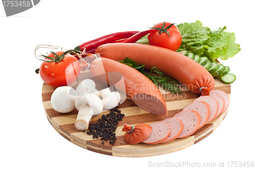 Image of sausage on plate with vegetables