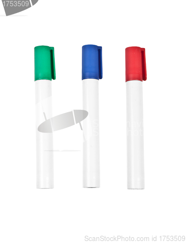 Image of Three highlighter marker pens, isolated on white