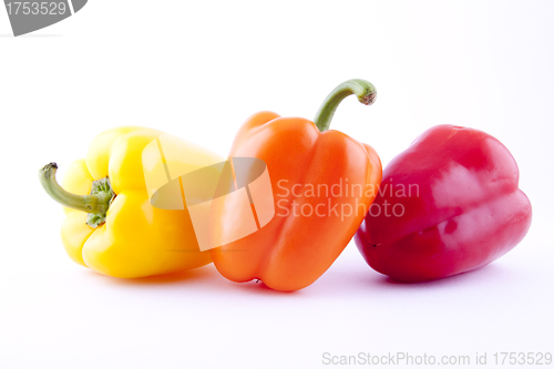 Image of three bell peppers isolated