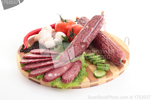 Image of Sliced sausage with vegatables